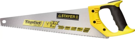 Ножовки по дереву (пила) STAYER TopCut 500 мм, 5 TPI, прямой крупный зуб 5 TPI: быстрый рез поперек волокон, для крупных и средних заготовок 1506-50_z01 купить в Надыме
