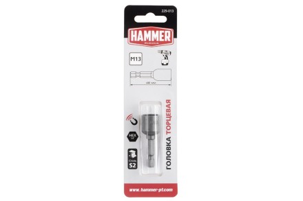 Головка торцевая HAMMER размер 13мм, S 1/4&#039;&#039; (229-013) купить в Надыме