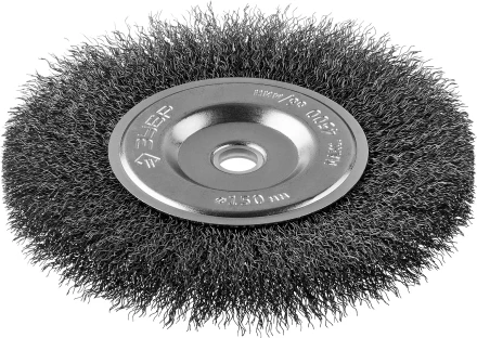 ЗУБР "ПРОФЕССИОНАЛ". Щетка дисковая для точильно-шлифовального станка, витая стальная проволока 0,3мм, 150х12,7мм 35185-150_z02 купить в Надыме