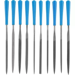 Набор ЗУБР "ЭКСПЕРТ": Надфили, пластмассовая ручка, насечка 2 = Бархатная, с чехлом, 100мм, 10шт 16023-2-H10