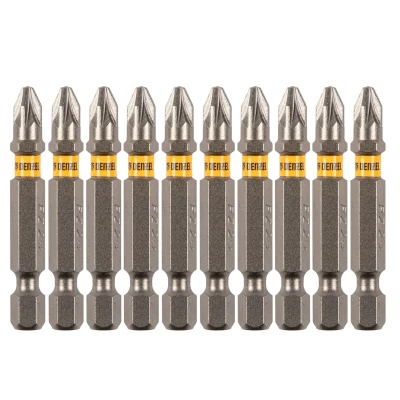 Бита PZ2х50, сталь S2, шестигранный профиль, 10 шт. Е 6,3 Denzel 11656