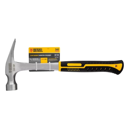 Молоток-гвоздодер 560 г Denzel 10424, цельнометаллический, двухкомпонентная рукоятка купить в Надыме