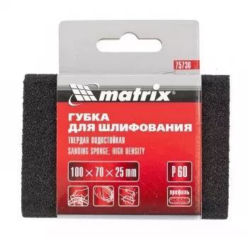 Губка для шлифования 100 х 70 х 25 мм овал твердая P40 MATRIX 75735 купить в Надыме