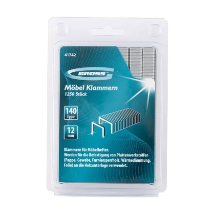Скобы 12 мм для мебельного степлера усиленные тип 140 1250 шт GROSS 41742 купить в Надыме