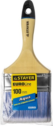 Кисть плоская STAYER &quot;EURO&quot;, &quot;AQUA&quot; для воднодисперсионных и акриловых ЛКМ, искусств щетина, деревян ручка, 4&quot;/100мм 01062-100 купить в Надыме
