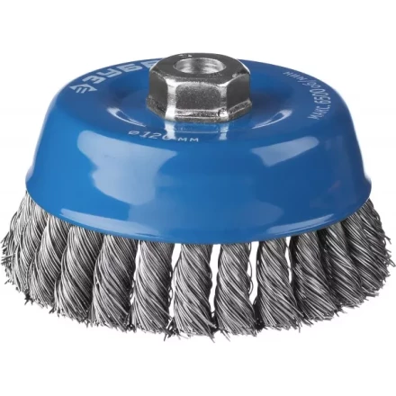 ЗУБР "ПРОФЕССИОНАЛ". Щетка чашечная для УШМ, плетеные пучки стальной проволоки 0,5мм, 120ммхМ14 35275-120_z02 купить в Надыме