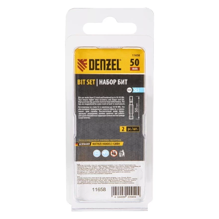 Бита SL5,0х50, сталь S2, шестигранный профиль, 2 шт. Е 6,3 Denzel 11658 купить в Надыме