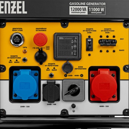 Генератор бензиновый Denzel PS-120EAD-3, 12 кВт,230/400 В, 40л, разъём ATS,перекл.режима,эл.старт купить в Надыме