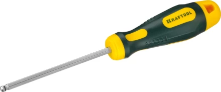 Отвертка KRAFTOOL, Cr-Mo-V сталь, двухкомпонентная противоскользящая рукоятка, HEX, №5x100мм 250075-5-100 купить в Надыме