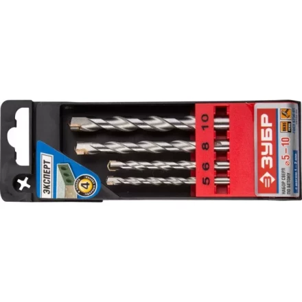 Набор ЗУБР Сверла по бетону ударные, 5-6-8-10 мм, пластиковый бокс, 4 шт 29140-H4 купить в Надыме