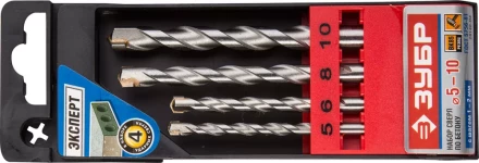 Набор ЗУБР Сверла по бетону ударные, 5-6-8-10 мм, пластиковый бокс, 4 шт 29140-H4 купить в Надыме