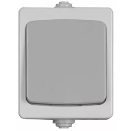 Выключатель СВЕТОЗАР "АВРОРА" одноклавишный, IP44, цвет серо-белый, 10А/~250В SV-54332-W купить в Надыме