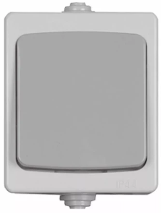 Выключатель СВЕТОЗАР "АВРОРА" одноклавишный, IP44, цвет серо-белый, 10А/~250В SV-54332-W купить в Надыме
