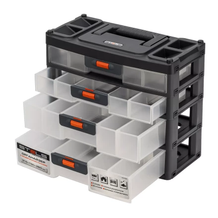 Органайзер для хранения с выдвижными лотками Stels 310х150х260мм, 4 секции, пластик Россия 90728 купить в Надыме
