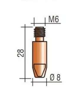 Наконечник к горелке полуавтомата M6  диаметр 1,6 мм L28 тело 8  AL Aurora купить в Надыме