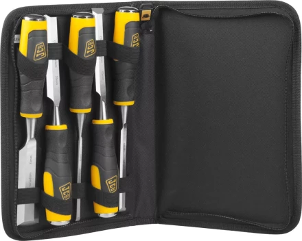 Набор JCB: Стамески, двухкомпонентные рукоятки, CrV cталь, 6 предм.: 6,12,19,25,32мм, с чехлом JCS009 купить в Надыме