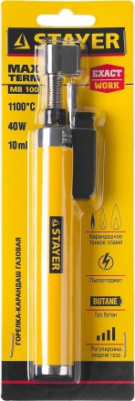 Газовая горелка-карандаш &quot;MaxTerm&quot;, STAYER &quot;MASTER&quot; 55560, с пьезоподжигом, регулировка пламени, 1100С 55560 купить в Надыме