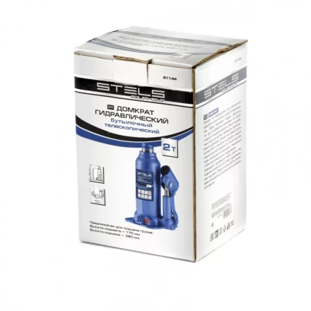 Домкрат гидравлический бутылочный телескопический 2 т подъем 170-380 мм Stels 51144 купить в Надыме