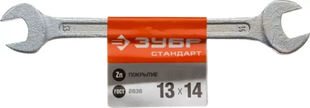 Ключ рожковый гаечный ЗУБР "СТАНДАРТ", оцинкованный, 13х14мм 27115-13-14 купить в Надыме