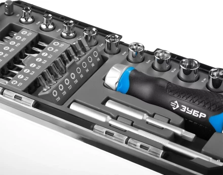 Набор ЗУБР "ПРОФЕССИОНАЛ": Отвертка реверсив с двухкомп рукоят, насадки, CrMo, рукоят с отсеком для хранения бит, 38 предметов 25352-H38 купить в Надыме