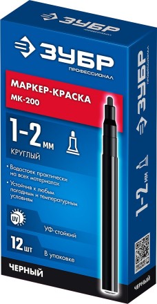 ЗУБР МК-200 черный, 1 мм маркер-краска (06326-2) купить в Надыме