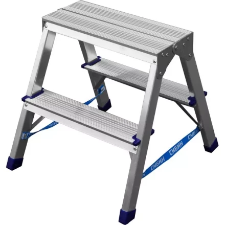 Лестница-стремянка двухсторонняя алюминиевая, СИБИН 38825-02, 2 ступени 38825-02 купить в Надыме