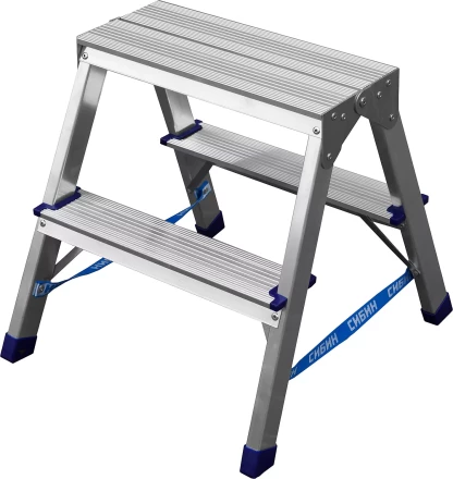 Лестница-стремянка двухсторонняя алюминиевая, СИБИН 38825-02, 2 ступени 38825-02 купить в Надыме