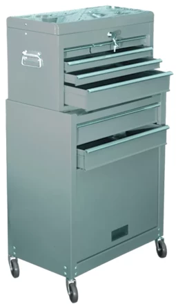 Шкаф для инструмента 2-секционный 600х260х340 мм 616х330х658 мм на колесах 14 ящиков  MATRIX 906605 купить в Надыме