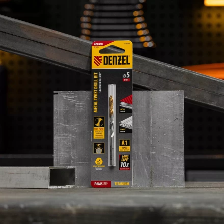 Сверло спиральное по металлу Denzel 5 x 86 мм, Р6М5, Golden Tip, 718233 купить в Надыме