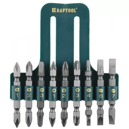 Набор KRAFTOOL Биты двухсторонние, в пласт. держателе, Cr-V, 9 предметов 26060-H10 купить в Надыме