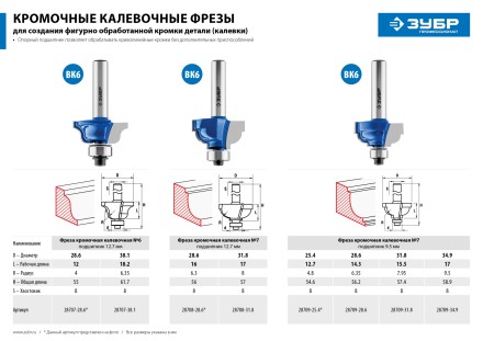 Фрезы кромочные калевочные №7 с подшипником 127мм серия ПРОФЕССИОНАЛ купить в Надыме