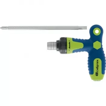 Отвертка реверсивная Т-образная комбинированная PH2/SL6, CrV Сибртех 13364 купить в Надыме