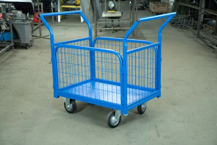 Тележка платформенная TOR ТП-2С (600х900) с бортами из сетки и двумя ручками (колеса 160 мм) 1012414 купить в Надыме