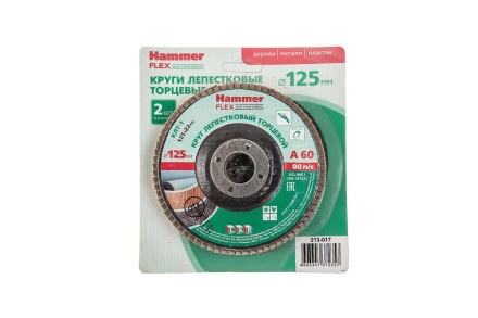 Круг Лепестковый Торцевой (КЛТ) HAMMER Ф125х22 P60 купить в Надыме