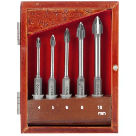 Набор ЗУБР "ПРОФЕССИОНАЛ": Сверла по кафелю, керамике, с четырьмя режущими лезвиями 4, 5, 6, 8, 10мм, 5шт 29845-H5_z01 купить в Надыме