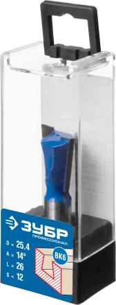 ЗУБР 25.4 x 26 мм, угол 14°, фреза пазовая фасонная Ласточкин Хвост, Профессионал (28748-25.4) купить в Надыме