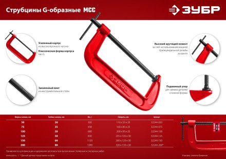 ЗУБР МСС-130, 125 мм, чугунная струбцина (32244-125) купить в Надыме