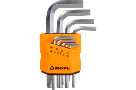 Набор ключей имбусовых Вихрь HEX, 9 шт, 1.5-10 мм 73/6/5/11 купить в Надыме