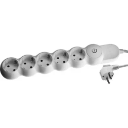 Удлинитель ЗУБР "МАСТЕР" электрический, ПВС сечение 1кв мм, выкл, заземл, защитная шторка, 5 гнезд, макс мощн 3500Вт, 5м 55059-5