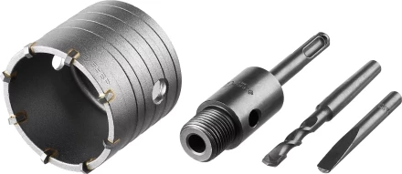 Коронка ЗУБР буровая, коническая посадка центрирующего сверла, SDS-Plus хвостовик, в сборе, 68мм 2918-68_z01 купить в Надыме