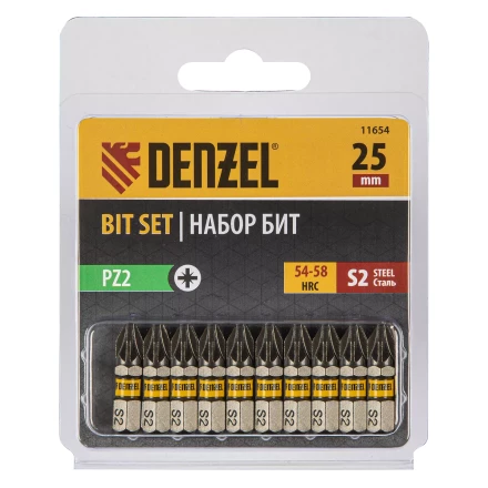 Бита PZ2х25, сталь S2, шестигранный профиль, 10 шт. Е 6,3 Denzel 11654 купить в Надыме