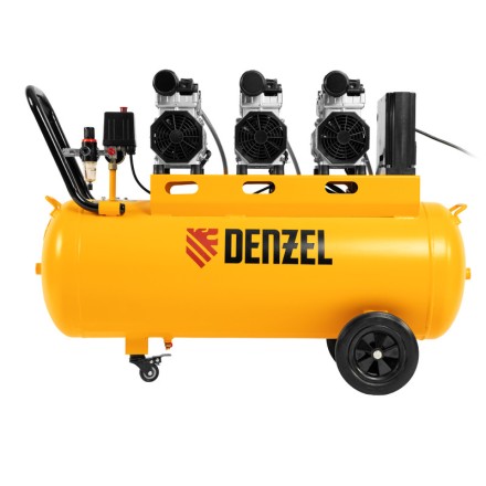 Компрессор безмасляный, малошумный  DLS 2250/100, 2250 Вт, 3x750, 100 л, 410 л/мин блок управления/ Denzel 58029 купить в Надыме