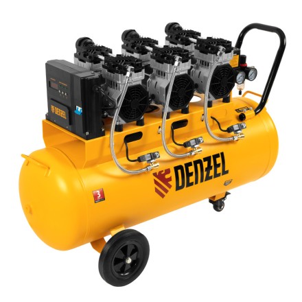 Компрессор безмасляный, малошумный  DLS 2250/100, 2250 Вт, 3x750, 100 л, 410 л/мин блок управления/ Denzel 58029 купить в Надыме