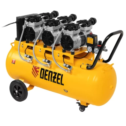 Компрессор безмасляный, малошумный  DLS 2250/100, 2250 Вт, 3x750, 100 л, 410 л/мин блок управления/ Denzel 58029 купить в Надыме