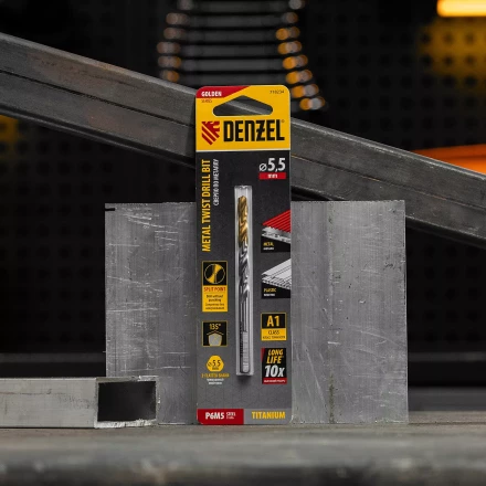 Сверло спиральное по металлу Denzel 5,5 x 93 мм, Р6М5, Golden Tip 718234 купить в Надыме