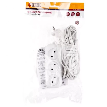 Удлинитель бытовой без заземления 10 м 3 розетки 6 А серия УХ6 Denzel 95929 купить в Надыме