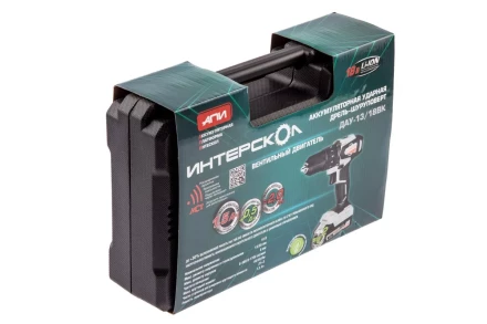 Аккумуляторная дрель-шуруповерт ИНТЕРСКОЛ ДАУ-13/18ВК (573.1.2.70) Li-ion АПИ (кейс, 2 х 1,5Ач, ЗУ) купить в Надыме