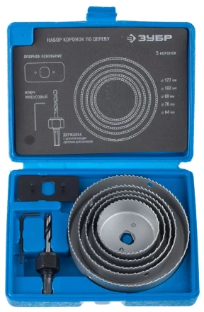 Набор ЗУБР "ЭКСПЕРТ" Коронки по дереву 64-127мм, державка с опорным основанием, ключ имбусовый 2,5мм, 7 предметов 29553-H7_z01 купить в Надыме