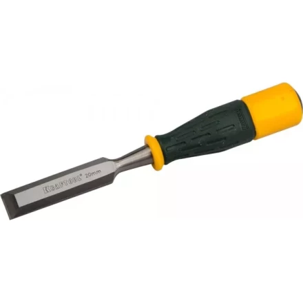 Стамеска KRAFTOOL "EXPERT" упрочненное полотно, ударочпрочная двухкомп ручка, стальной затыльник для ударных работ,20мм 1815-20_z01 купить в Надыме