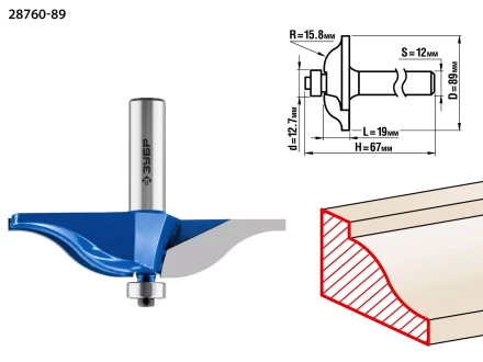 ЗУБР 89 x 19 мм, радиус 15.8 мм, фреза фигирейная №2, Профессионал (28760-89) купить в Надыме
